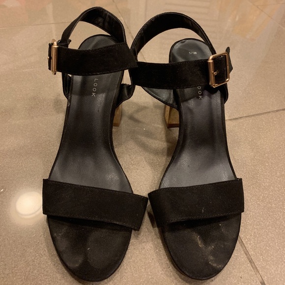 black sandal heels new look